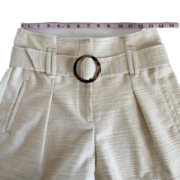 Sezane New Rome Ecru Cream High Waisted Pleated Belted Shorts Women’s Size 4 - Picture 4 of 8